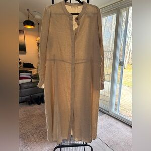 Sézane Neutral Wool Blend Button-Front Dress